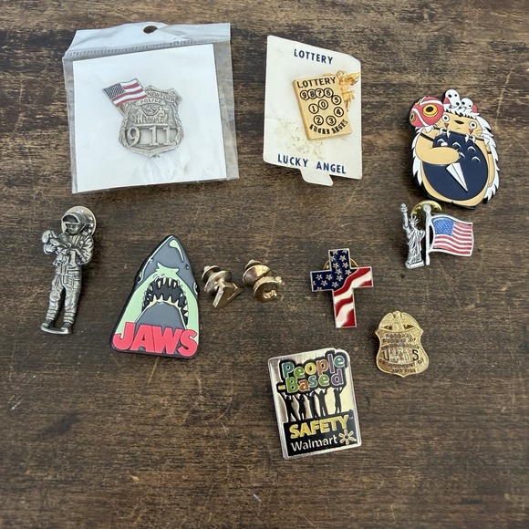 Jewelry - Vintage Commemorative Media Novelty Lapel Pins Tie Tack Lot Of 11 Mixed